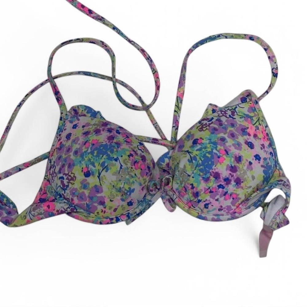 Victoria's Secret Purple Floral Colorful Swim Top Bikini